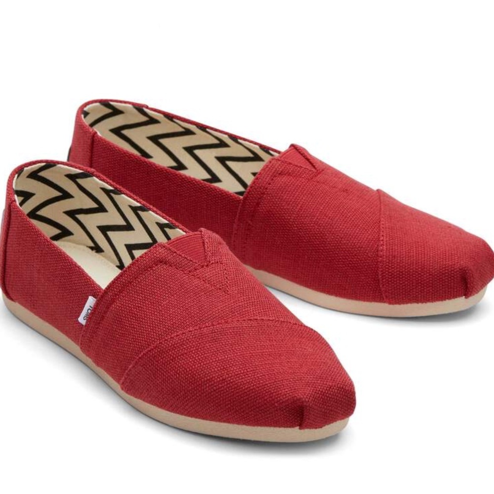 TOMS Women's Alpargata Heritage Canvas Shoes in Red - size 8.5